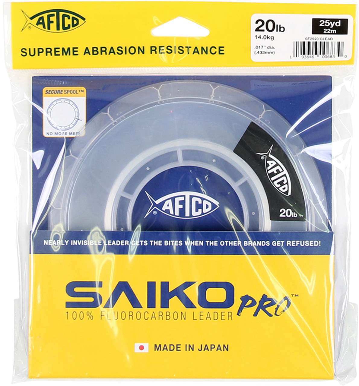 Aftco Saiko Pro Fluorocarbon Leader - Clear - 20lb