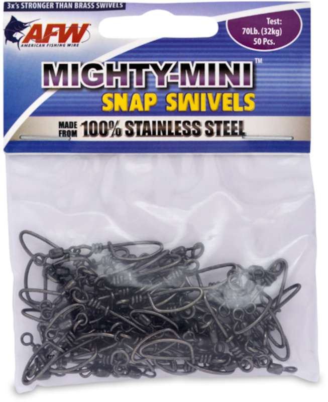50PCS  FTSS070B/50 AFW MIGHTY-MINI STAINLESS STEEL SNAP SWIVELS SIZE #6  70lb 