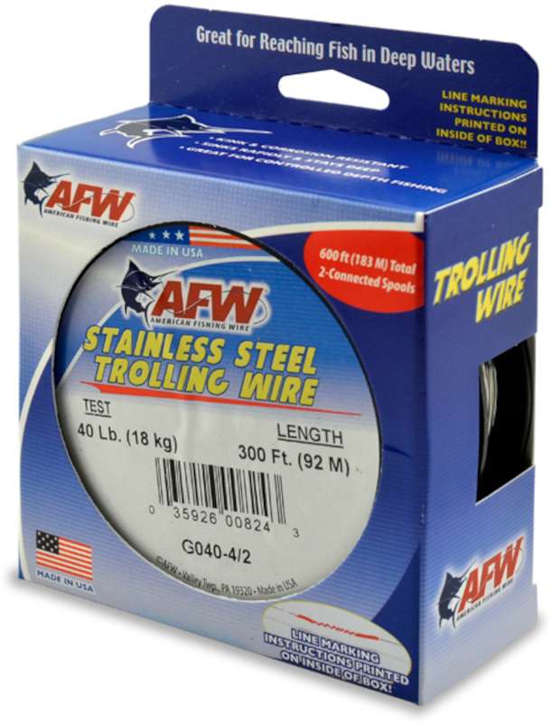 #G040-4/2 FREE USA SHIPPING AFW TROLLING WIRE Stainless Steel 40lb/600Ft NEW! 