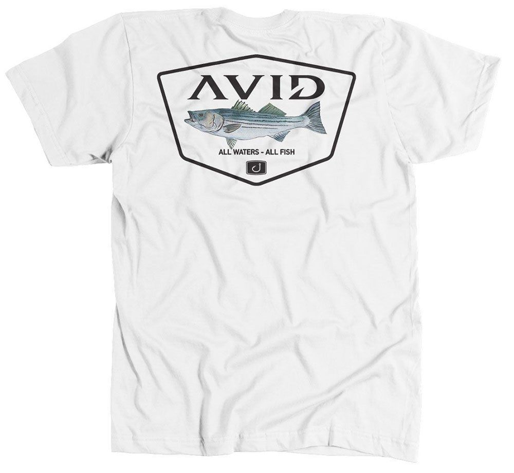 AVID Sportswear Striper Crest T-Shirt - White - L - TackleDirect