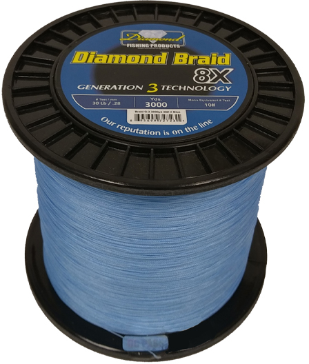 Diamond Braid Gen III 8X Braided Line - Blue - 50lb - TackleDirect
