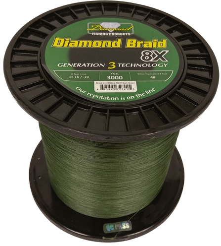 Diamond 8X Generation 3 Yard Line Jigging Braid 300YD