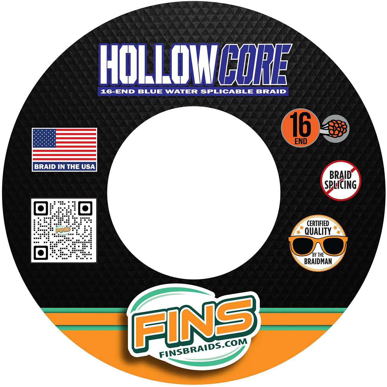 FINS Hollow Core Braided Line - White - - 100yd