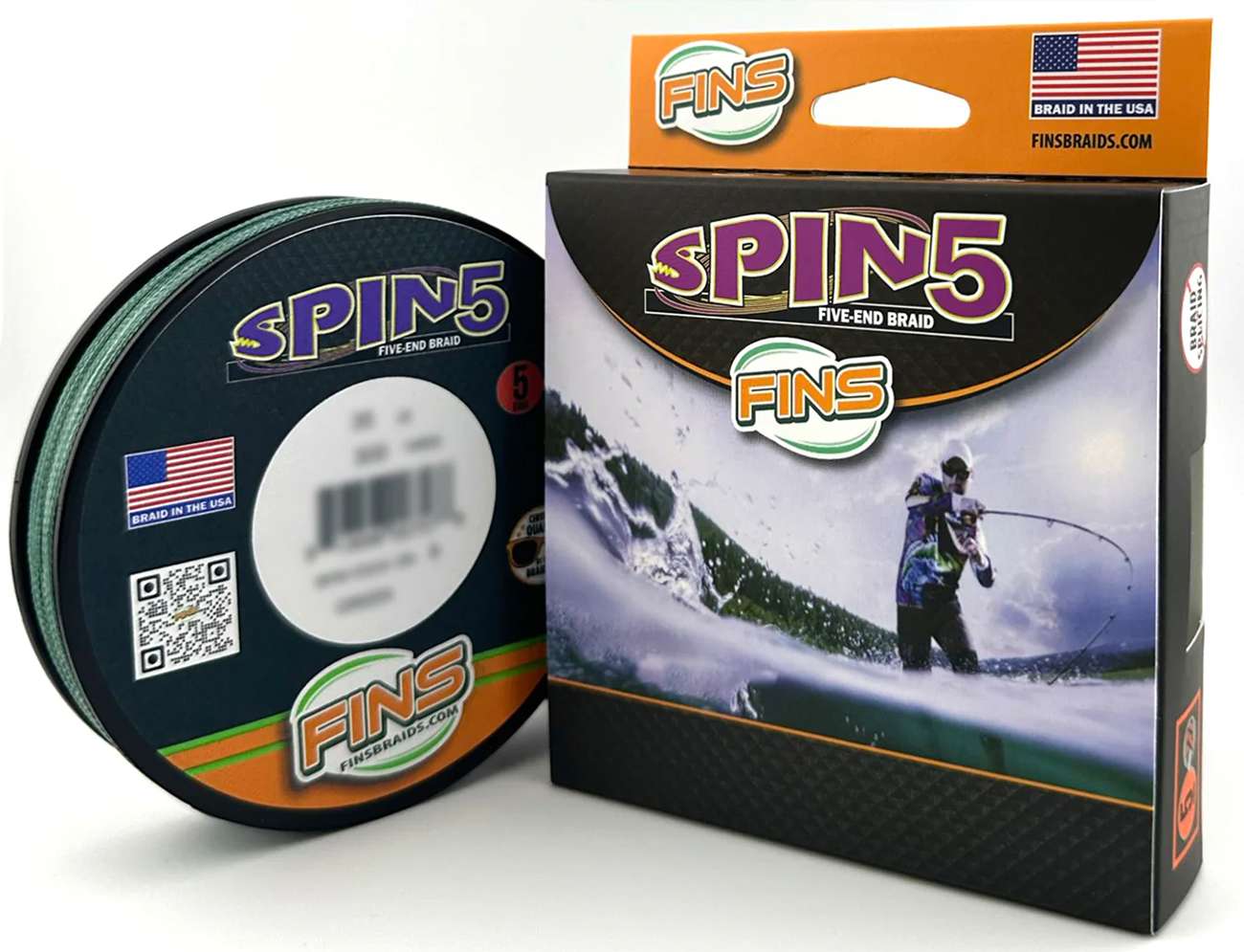 FINS Spin5 Braided Line - Green - 25lb - TackleDirect