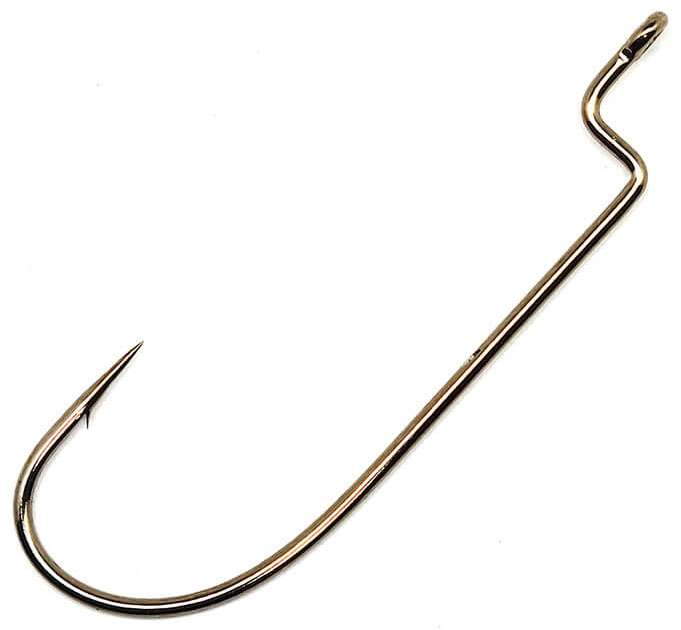 6 Size 3/0 Custom Offshore Tackle Non Offset Extended Shank Worm Hooks Red 