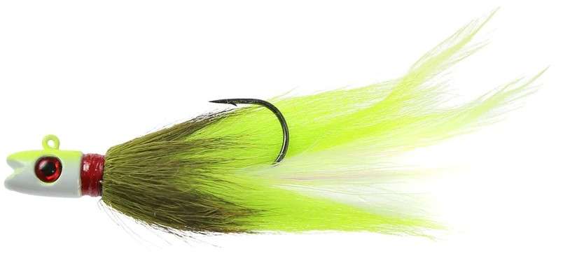 JIGGING WORLD Bass Candy Bucktail Jig - 1.5oz - Chartreuse/White