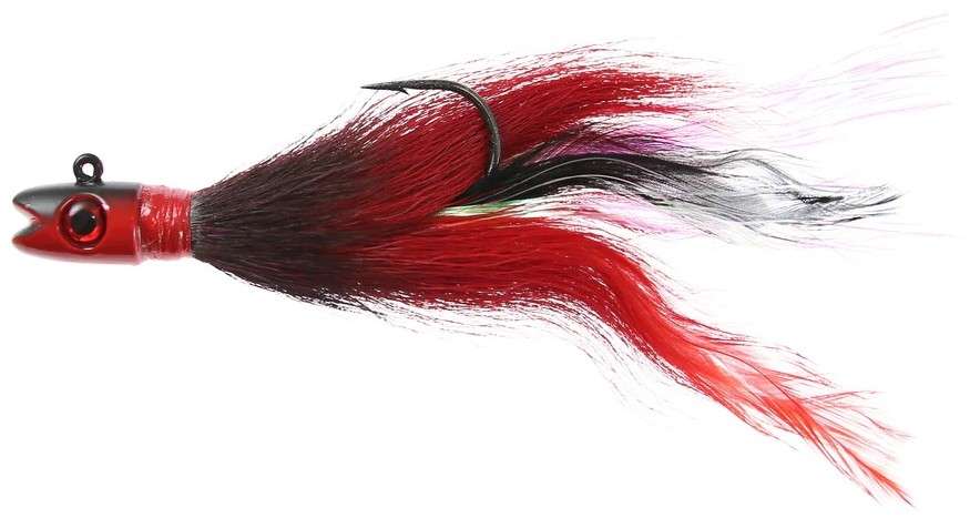 JIGGING WORLD Bass Candy Bucktail Jig - 1oz - Red/Black