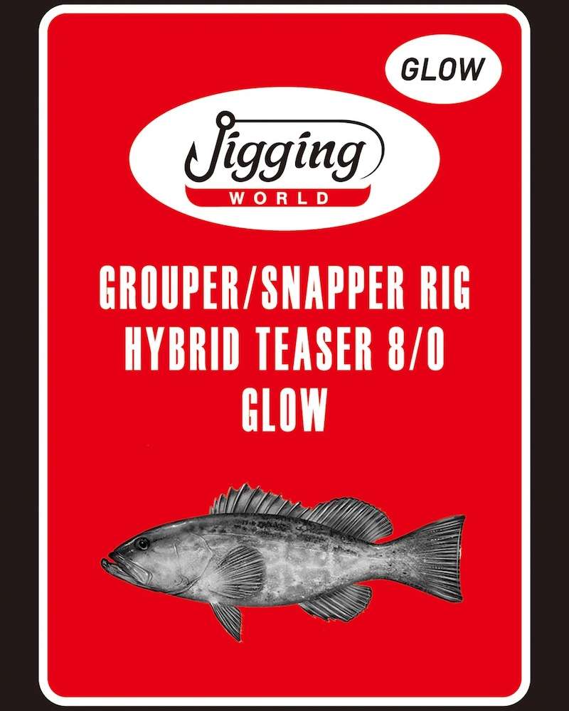 JIGGING WORLD Grouper / Snapper Hybrid Teaser Rig - 8/0 - Glow