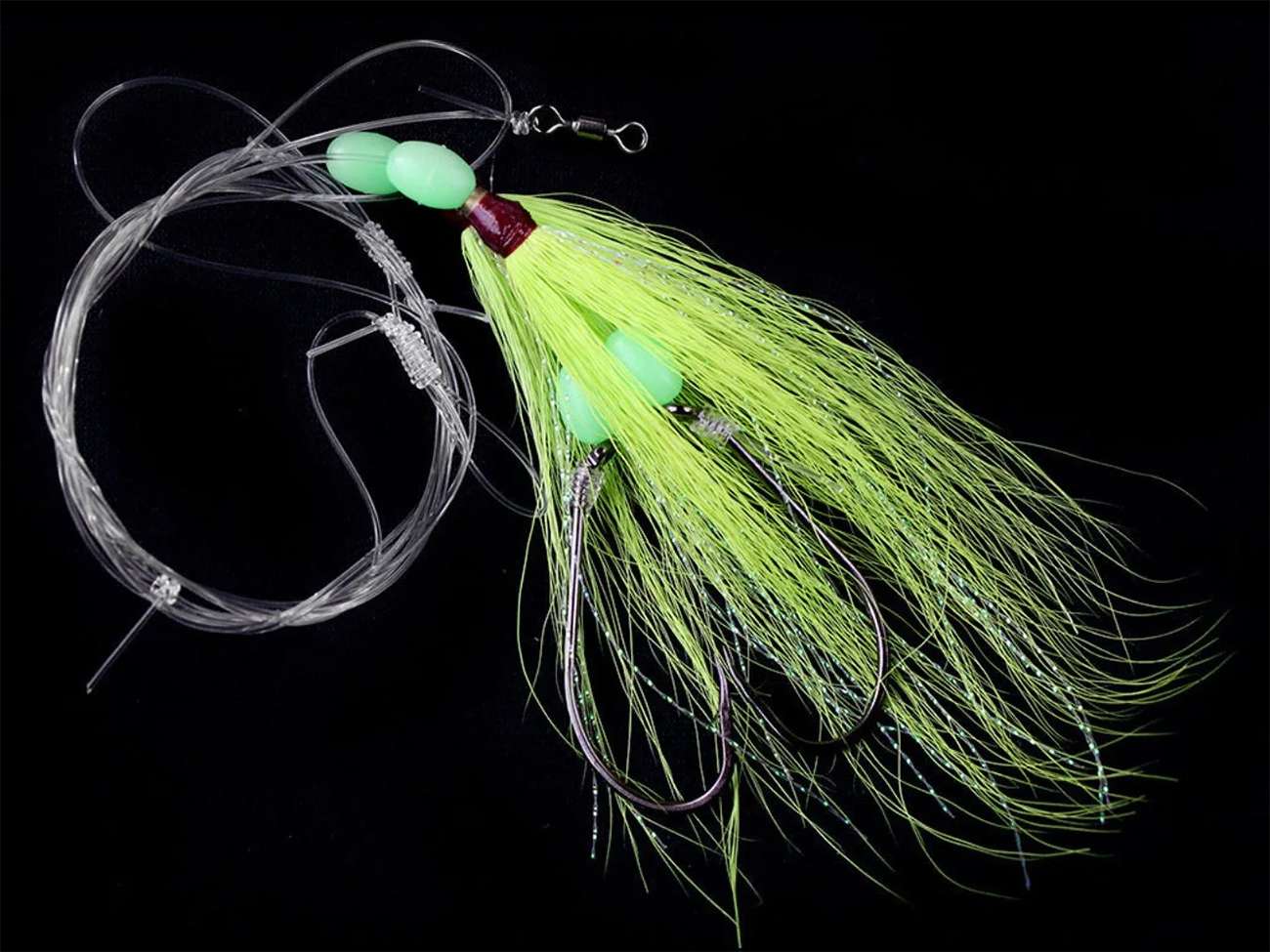 JIGGING WORLD Hi-Lo Bucktail Rig - 4/0 - Chartreuse