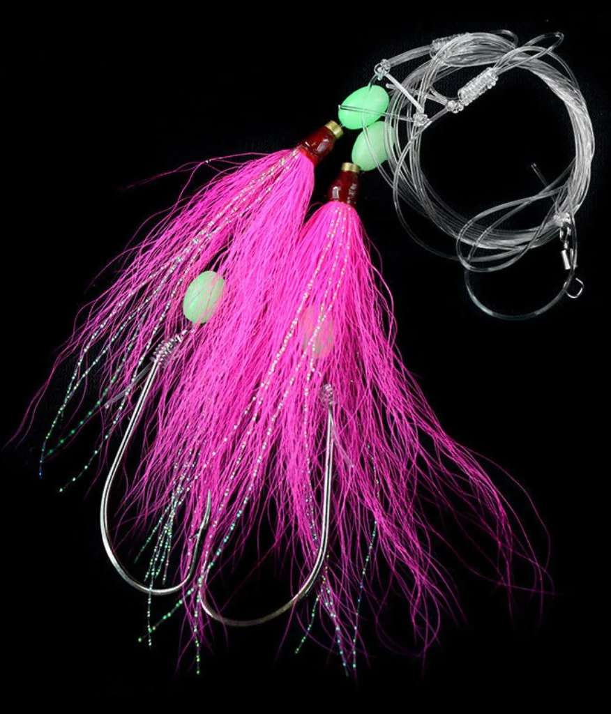 JIGGING WORLD Hi-Lo Bucktail Rig - 4/0 - Pink