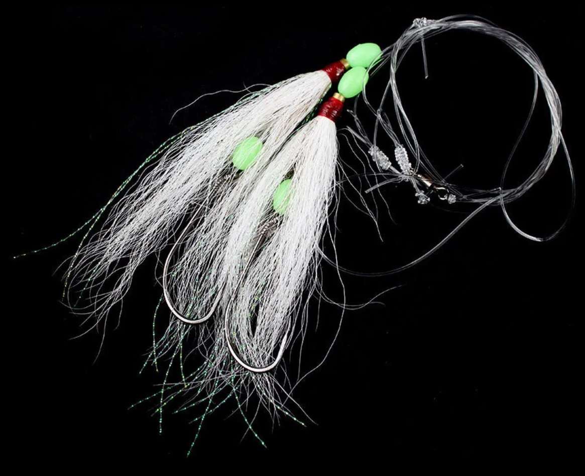 JIGGING WORLD Hi-Lo Bucktail Rig - 4/0 - White