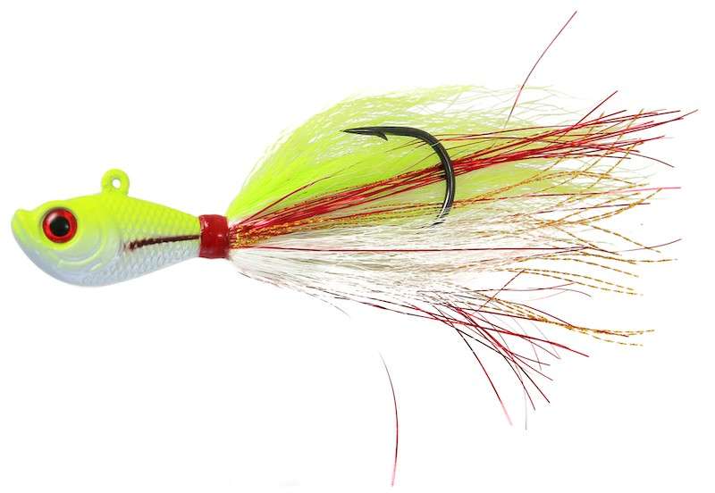 JIGGING WORLD Premium Bucktail V2 Jig - 1oz - Crazy Chartreuse