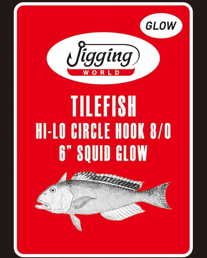 JIGGING WORLD Tilefish Hi-Lo Circle Hook Rig - 8/0 - 6in Squid - Glow