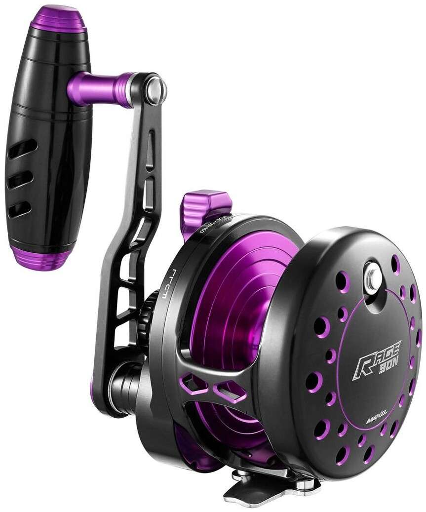 MAXEL RAGE 60HL BLACK/PURPLE マクセル　レイジ Maxel 60HL Rage Pro Lever Drag Conventional Reels - TackleDirect