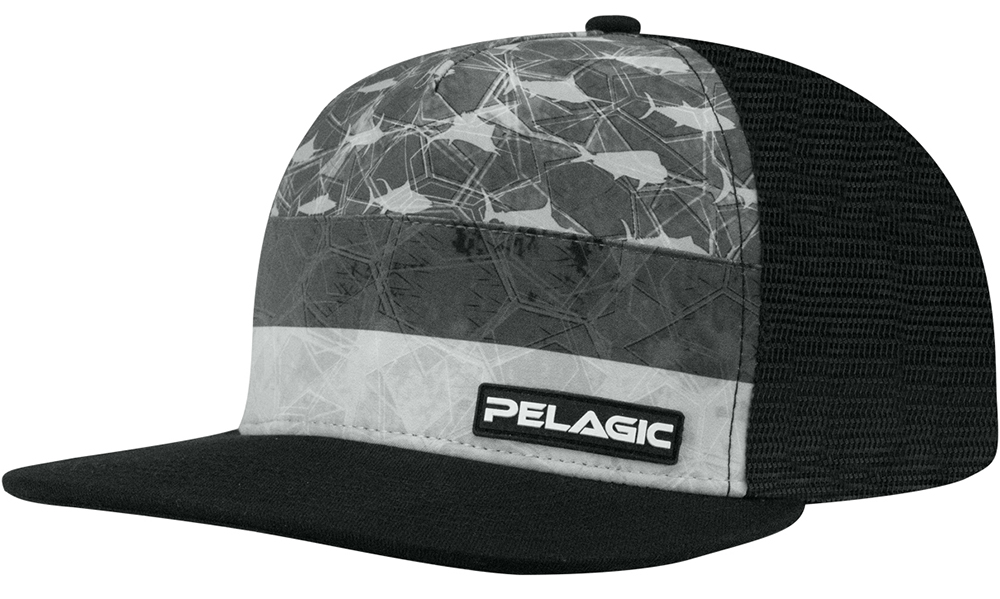 Pelagic High Performance Offshore Gear Alpha Logo Snapback Mesh Hat in Americamo 