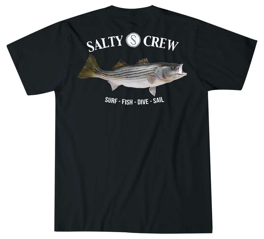 Salty Crew Striped Bass Short Sleeve T-Shirt - Black L