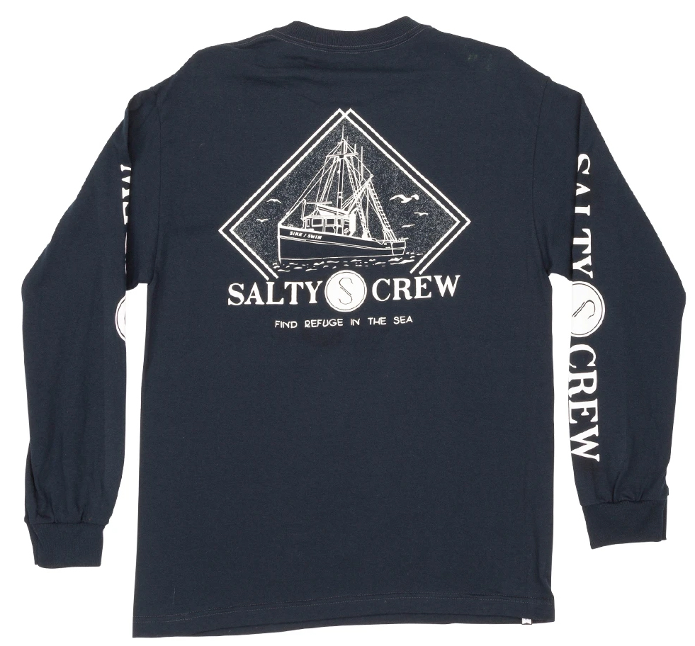 Salty Crew Trawlin Standard Long Sleeve T-Shirt - Navy - TackleDirect