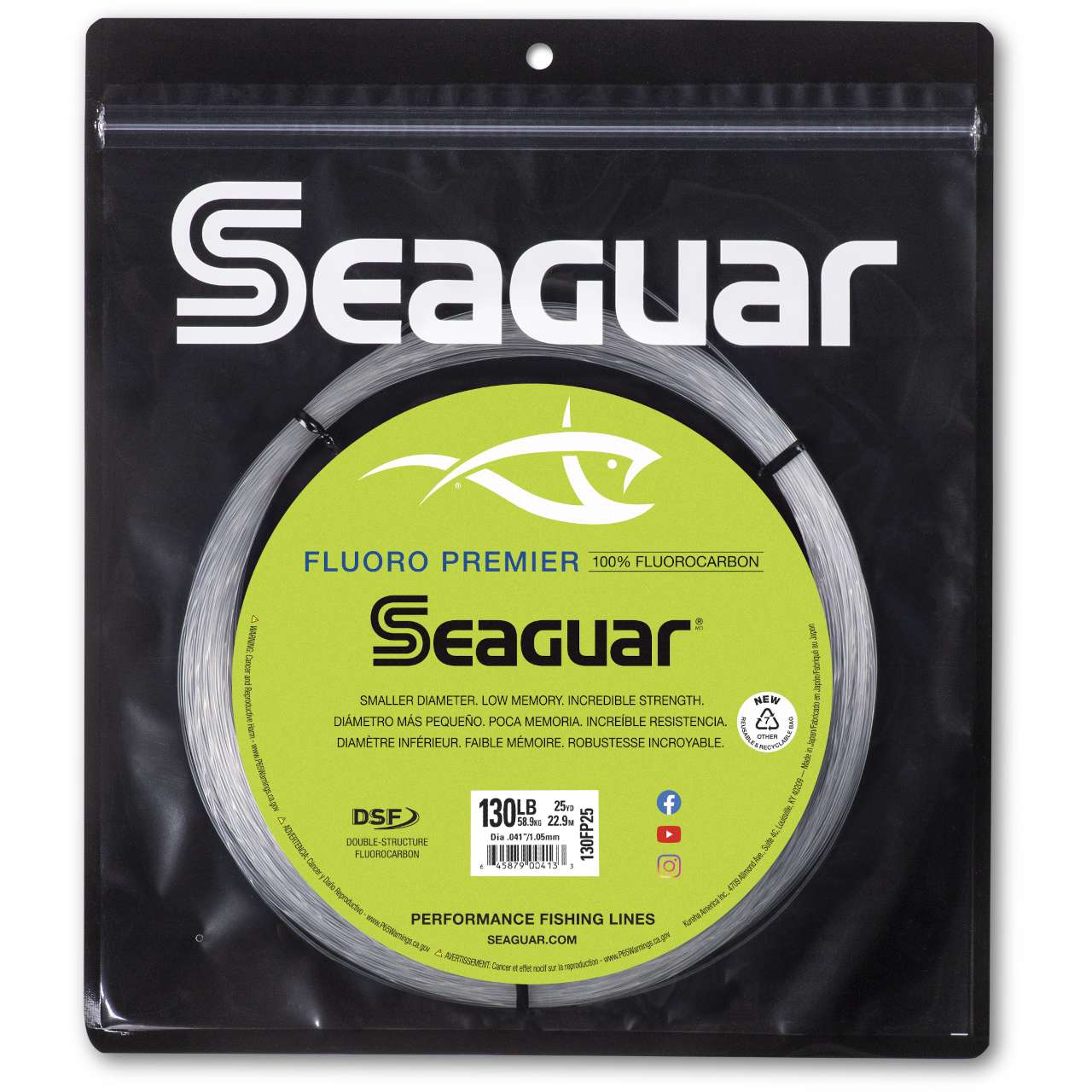 Seaguar Fluoro Premier Big Game Fluorocarbon Leader Material 25yds