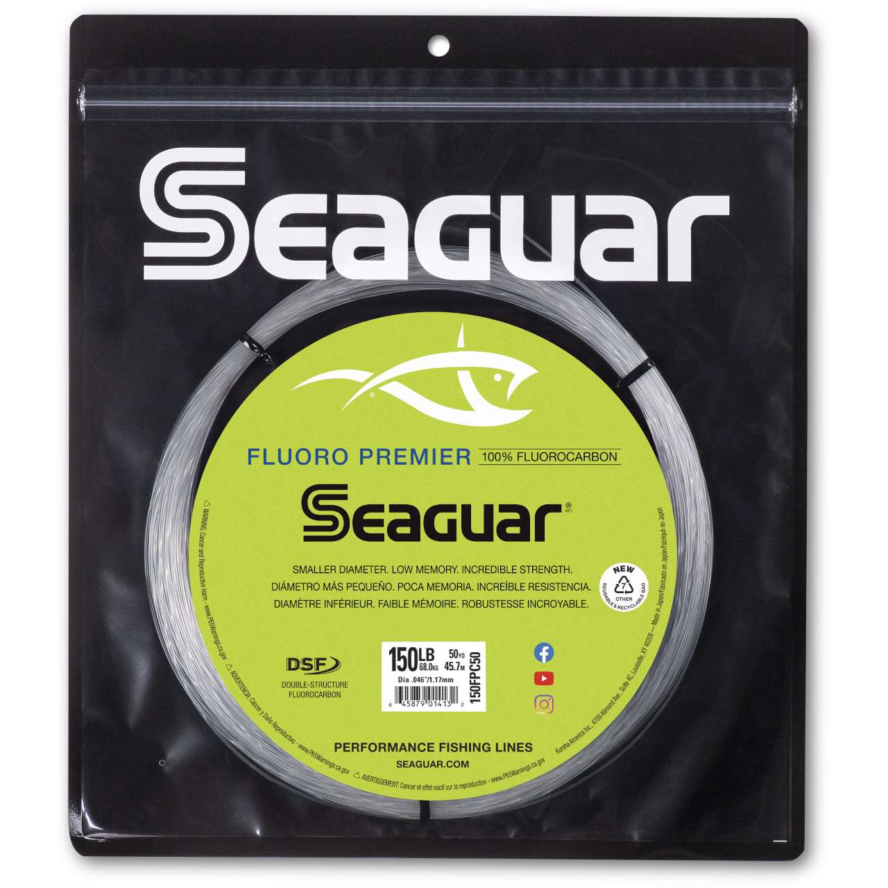 50 Yards Seaguar 25FP50 Fluoro Premier 25lb Test Fluorocarbon Fishing Line 