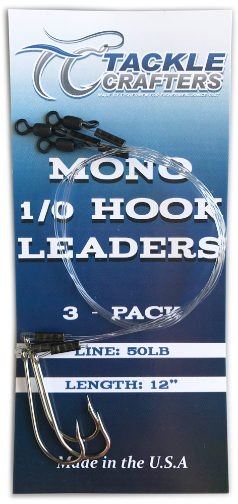 TACKLE CRAFTERS Mono J-Hook Leader 2/0 - 3 pack