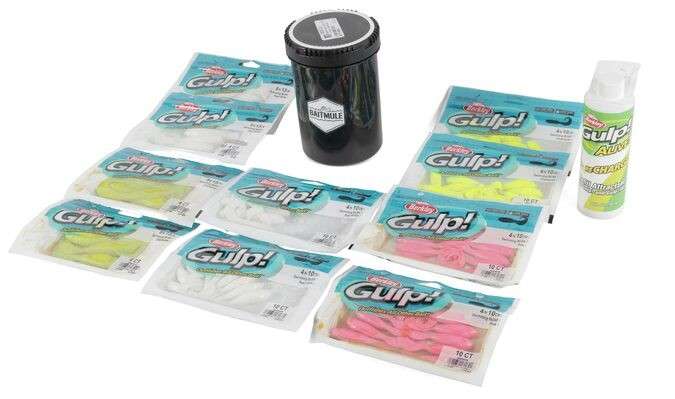 TackleDirect Berkley Gulp! Swimming Mullet Bundle w/ Baitmule Container