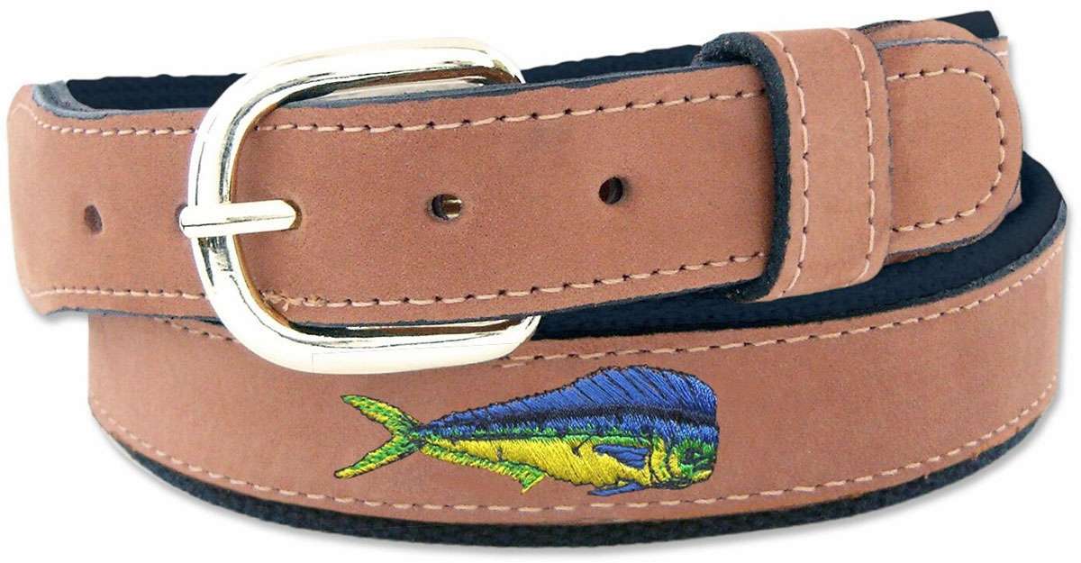 Zep-Pro Dolphin Embroidered Leather Belt - Size 38