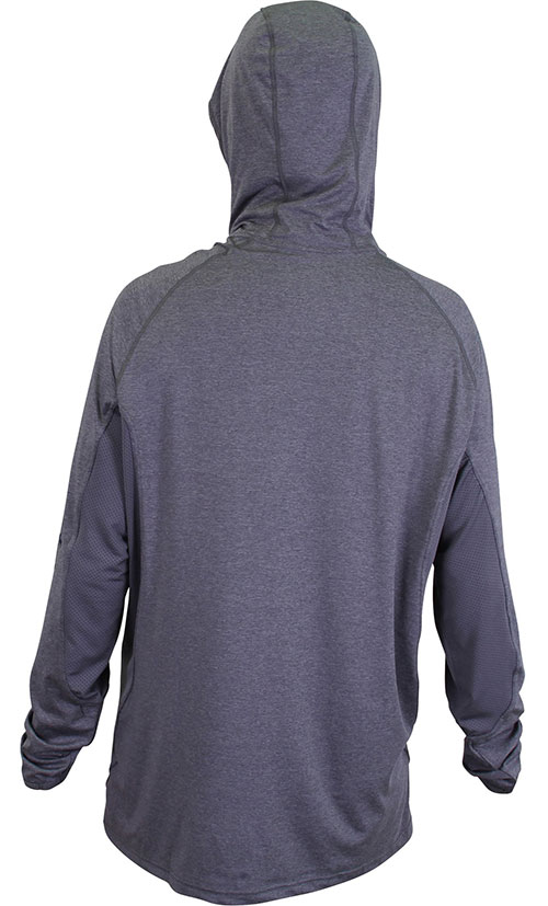 AFTCO Barracuda Geo Cool Hooded L/S Performance Shirt - M - Silver Heather  at  Men's Clothing store