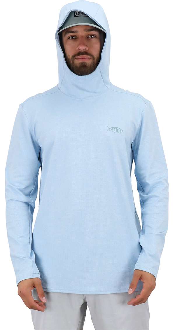Aftco Rescue Lightweight Hoodie - Sky Blue Heather - X-Large - TackleDirect