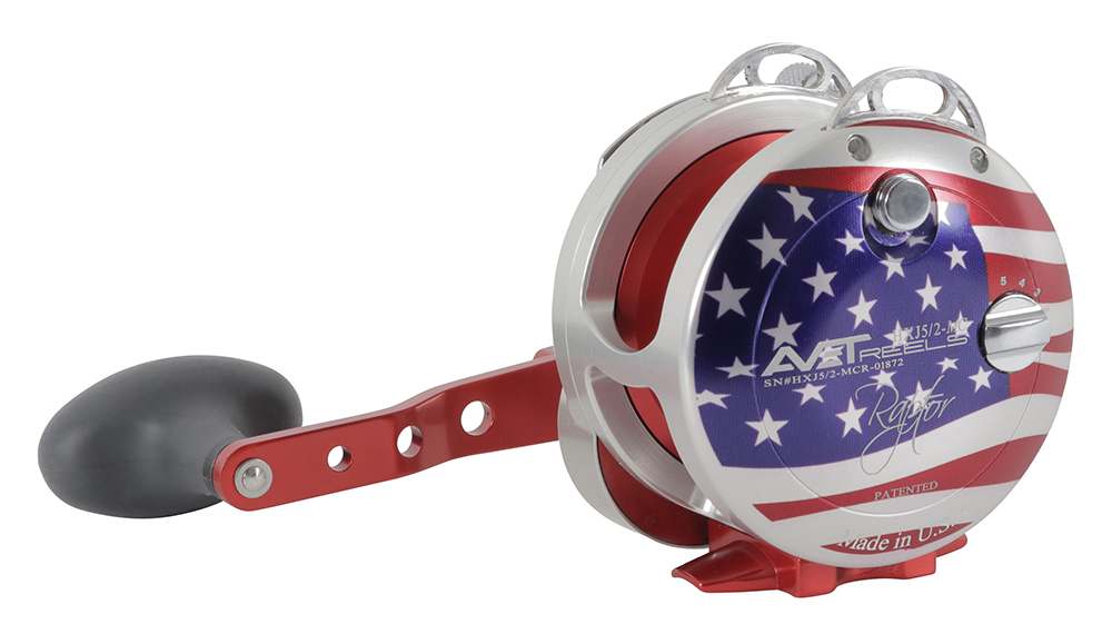 Avet HXJ 5 2 MC Raptor Two Speed Lever Drag Casting Reel American Flag Patriot