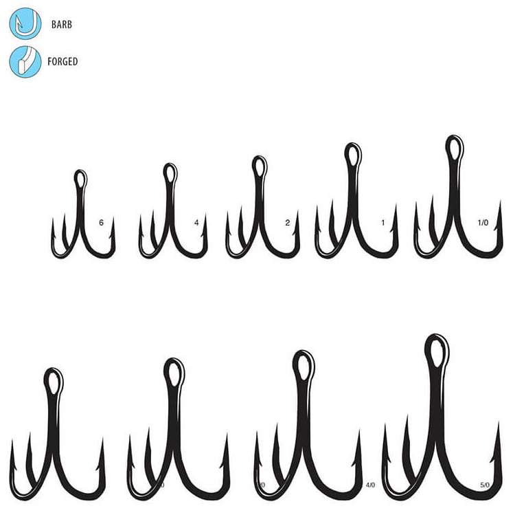 Treble Hook 4 x Strong Tackle, Size: (3 Pack) Tin, 5/0
