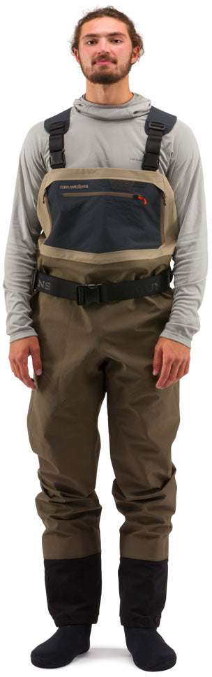 GRUNDENS M'S BOUNDARY ZIP STOCKINGFOOT WADERS boundary m's zip wader size:small 7-9 boundary m's zip wader colour:stone/otter