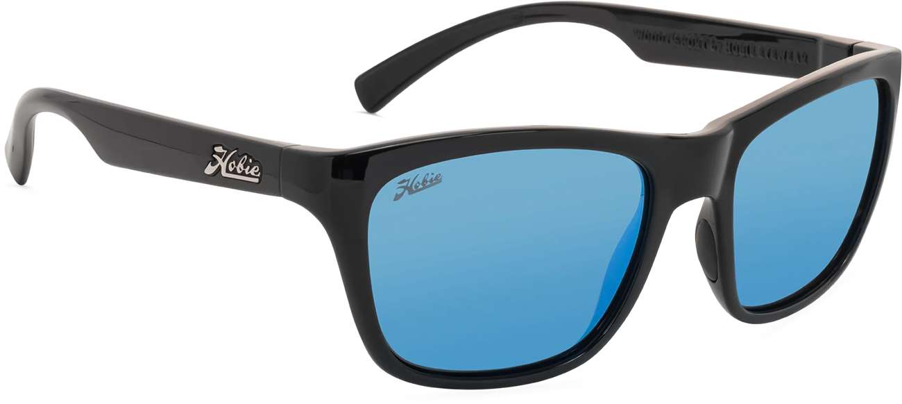 Hobie Woody Sport Sunglasses Shiny Black/Grey w/Cobalt - TackleDirect