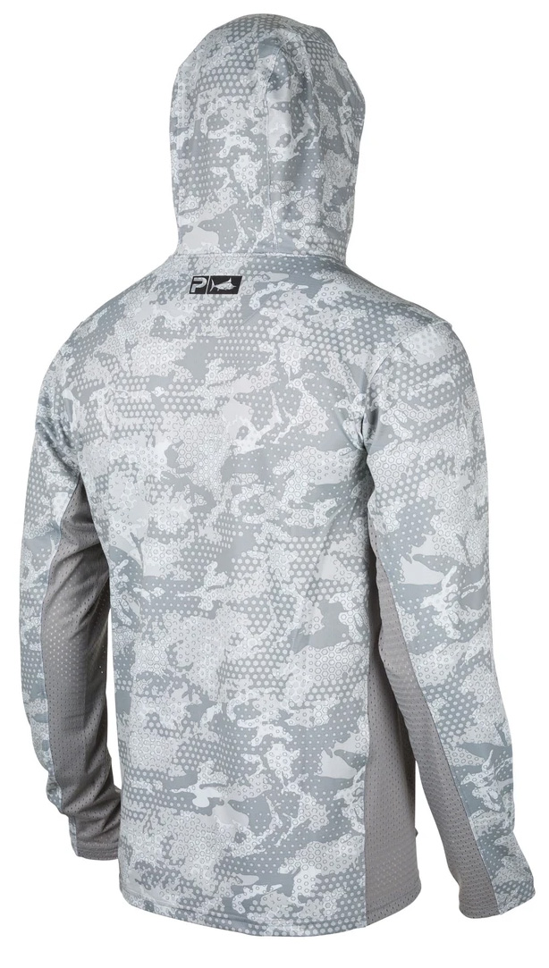 Pelagic Exo Tech LS Hooded Shirt w/Face Shield - Ambush Camo Grey
