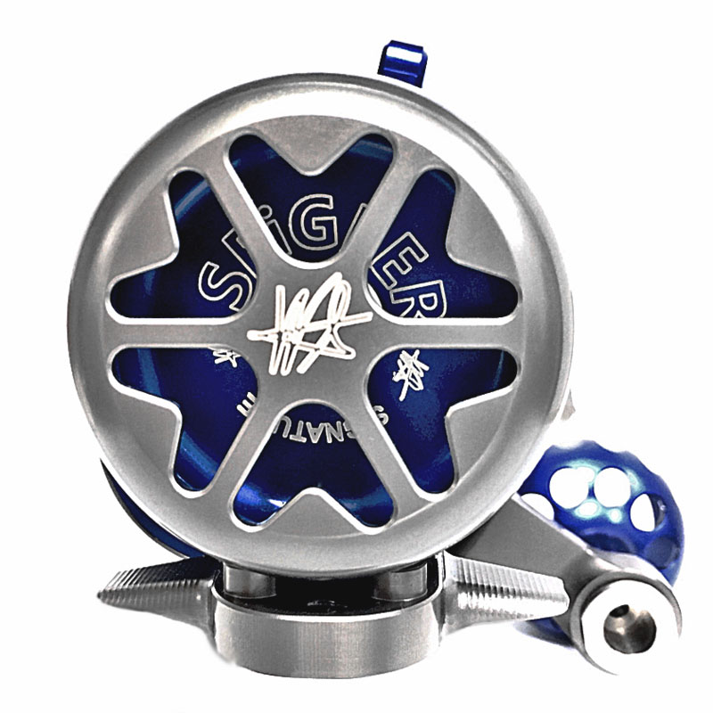 Seigler Reels R302S Signature Small Game Narrow Smoke/Blue Lever Drag Reel  - TackleDirect