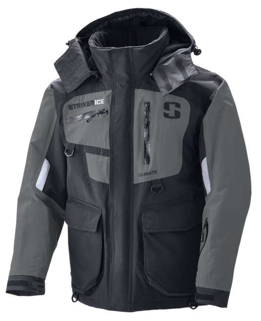 STRIKER ICE Adult Male Climate Ice Fishing Jacket, Color: Black/Gray, Size:  XL (116255) 