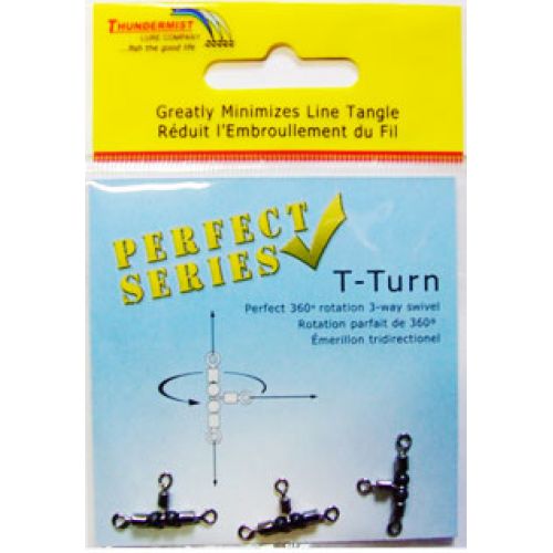 Thundermist Lure Company T-Turn 3-Way Swivel Tangle Free Tackle Equipment 