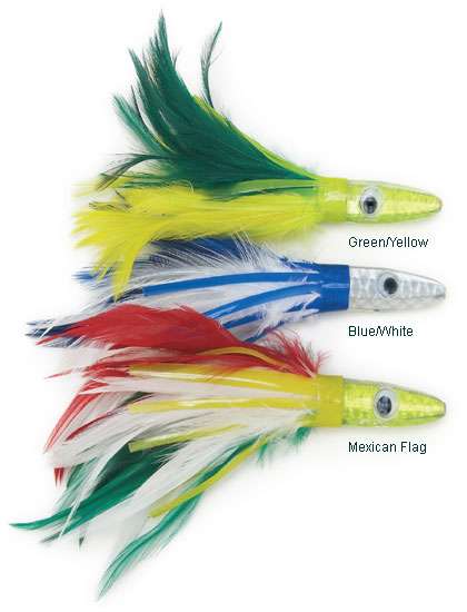 Black Bart Tuna/Dolphin Rigged Lure Pack Double Hooks/Mono 