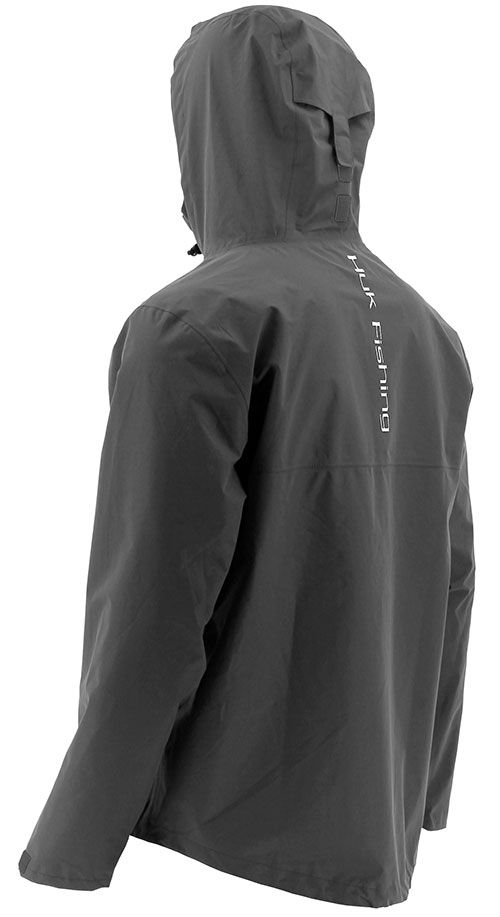 Huk Packable Rain Jacket - Charcoal Grey - L - TackleDirect