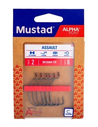 Mustad Assault Wide Gap Hook - 1/0 - 6pk - TackleDirect