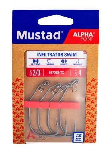 Mustad Infiltrator Swim Hook - 10/0 - 2pk - TackleDirect
