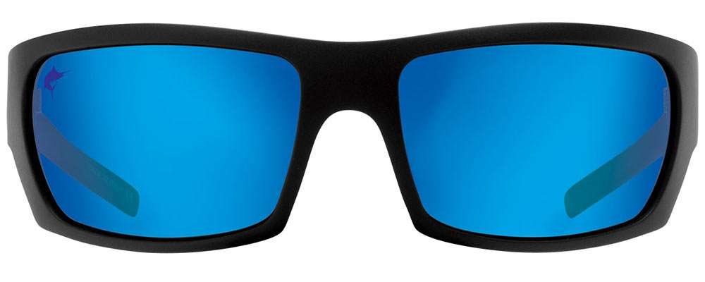 Pelagic The Mack Sunglasses - Matte Black/Black Logo/Blue Mirror