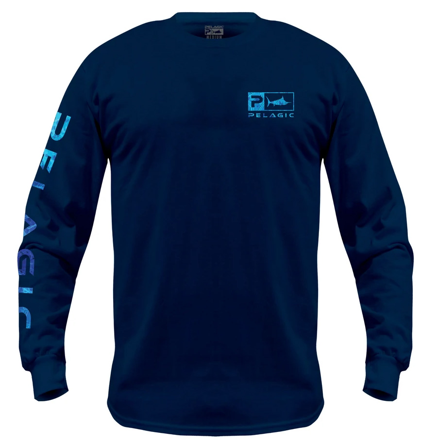 Pelagic Deluxe Fill Long Sleeve T-Shirt - Navy - 2X-Large - TackleDirect