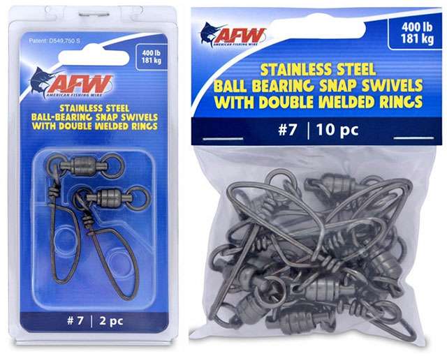 #5 120lb AFW Ball Bearing Snap Swivel w/ Welded Ring - 3 Pack