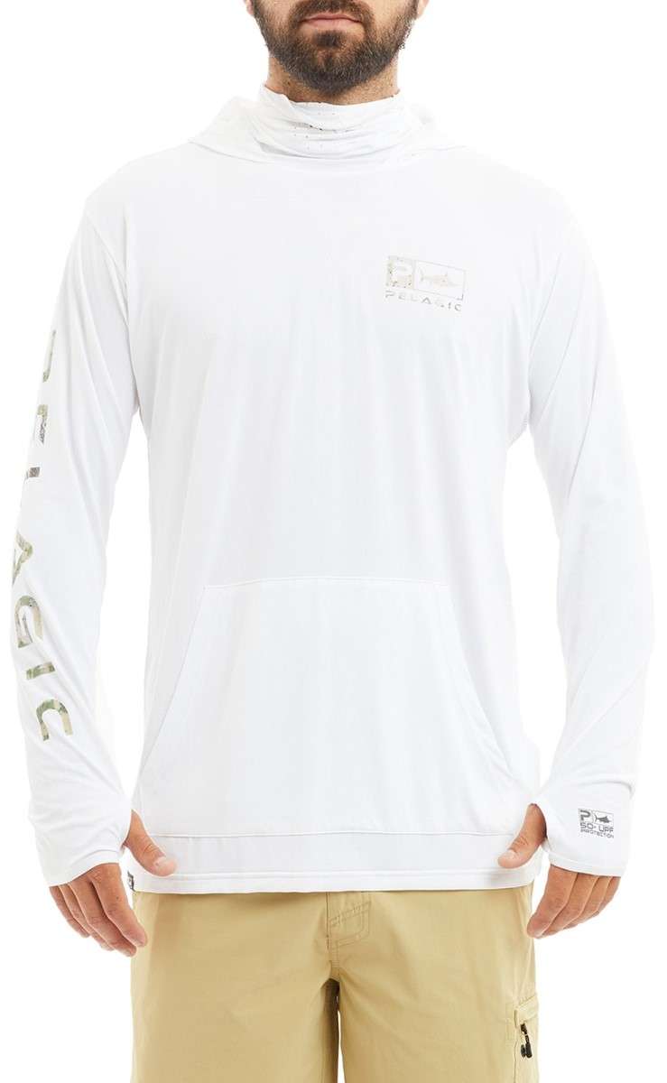Pelagic Defcon Icon Hooded Fishing Shirt - OS WH - 3XL - TackleDirect