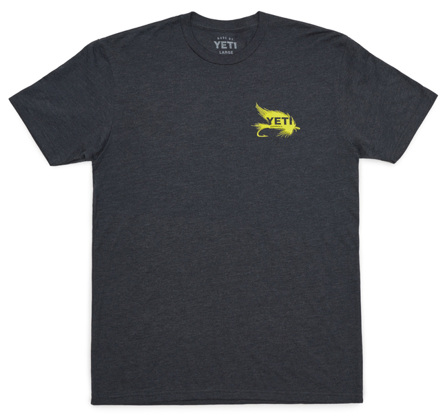 YETI Fly Lures Short Sleeve T-Shirt - Charcoal - Large - TackleDirect