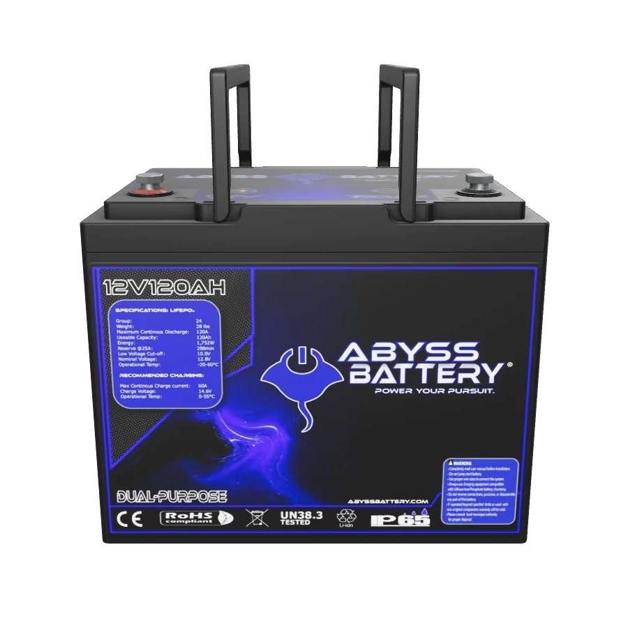 Abyss Battery 12V 120Ah Lithium Dual Purpose Marine Battery - TackleDirect