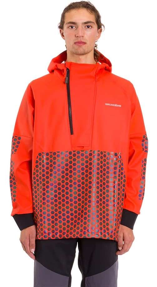 Grundens Neptune PRO Anorak Pullover - Red Orange - 3XL - TackleDirect